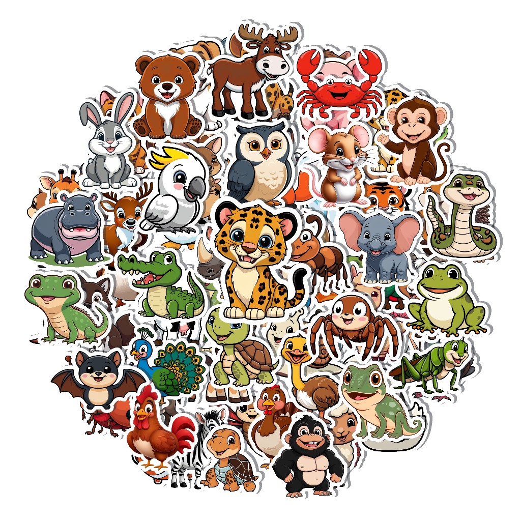 

Stiker Hewan untuk anak sticker edukasi - kucing anjing