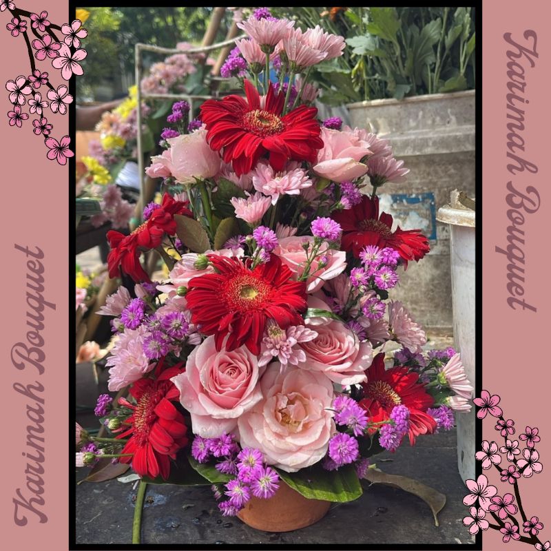 SEHARI JADI Buket Bunga Meja Wisuda Bandung Flower Bouquet Asli Segar Bucket Fresh  Mawar Rose Warna