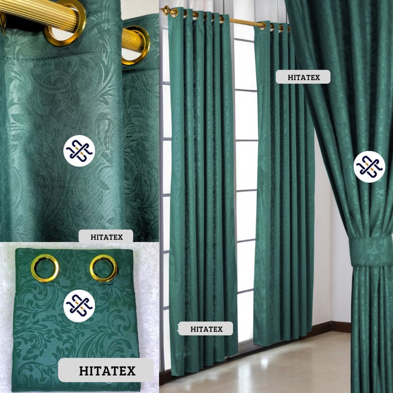 Gorden Jendela Embos Polos Warna Hijau Tebal Korden Tirai Hordeng Pintu Cendela Minimalis Premium