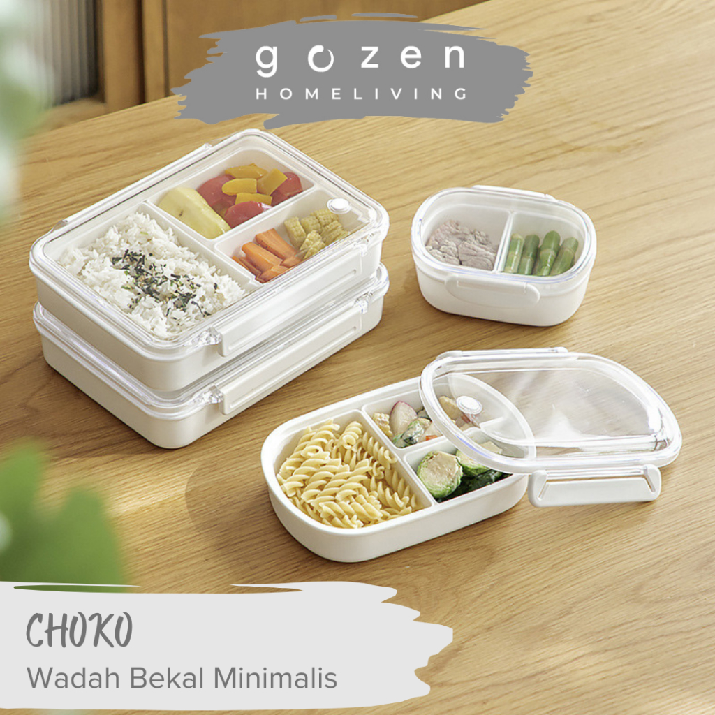 GOZEN - CHOKO Kotak Set Nasi Mudah Wadah Simpan Makan Transparan Lunch Box Bekal Estetis Wadah Set M