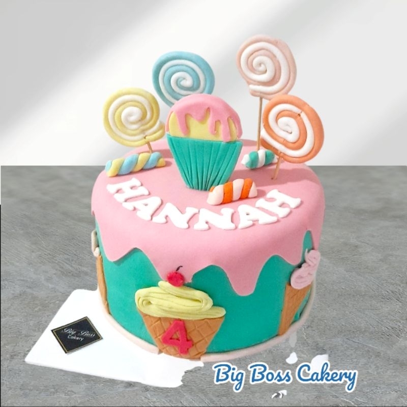 

CANDY LOLLIPOP BIRTHDAY CAKE WITH FONDANT