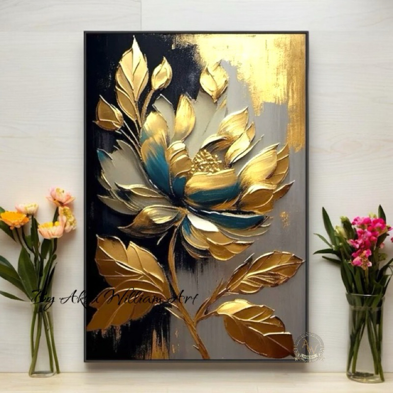 

lukisan bunga modern art painting timbul