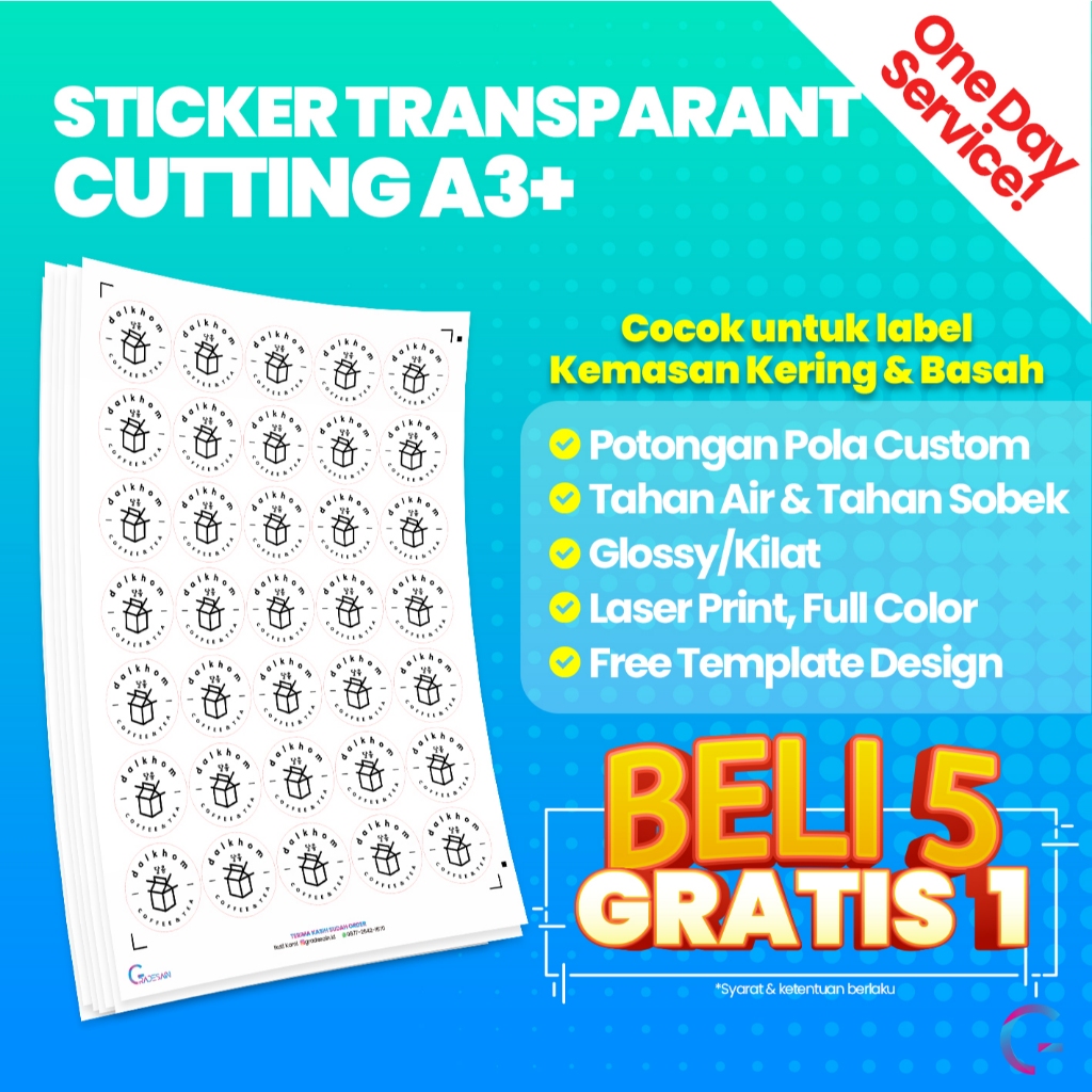 

Sticker Vinyl (ANTI AIR) POTONG PERSEGI / CUSTOM | Cetak Stiker Label Produk