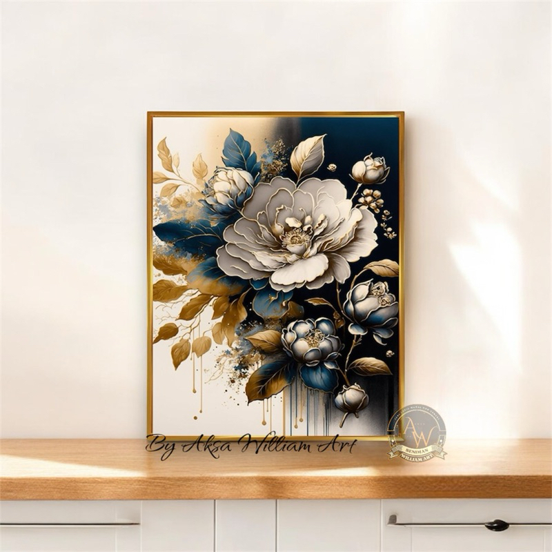 

lukisan dingding realis bunga modern art painting