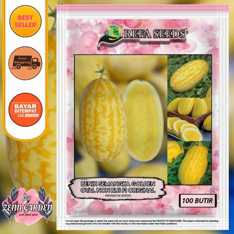 Isi (100 Butir) Bibit Semangka Golden Oval Non Biji F1 Original 100% / Benih melon madu