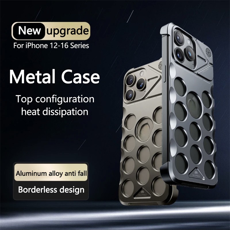 Aluminum Alloy Frameless Heat Dissipation Phone Case For iPhone 16 14 15 Pro Max Metal Hollow Aromat