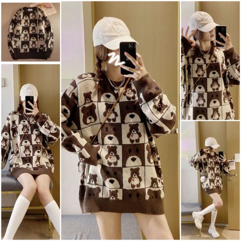 sweater rajut motif bear