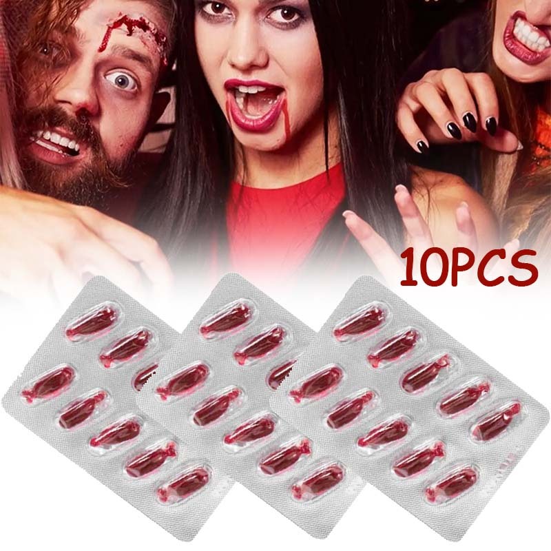 Premium 10pcs Kapsul Darah Palsu Prank Darah Palsu Darah Palsu Kental Fake Blood Mimisan Untuk