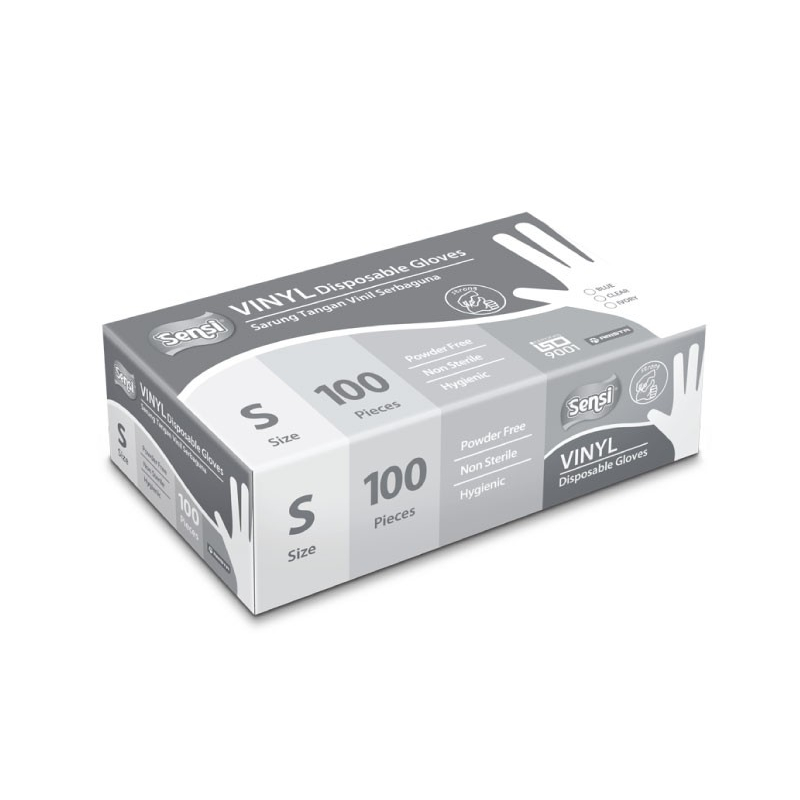 PROMO SENSI Vinyl Disposable Gloves Glove Sarung Tangan Vinil Serbaguna Powder Free Non Sterile Hygi