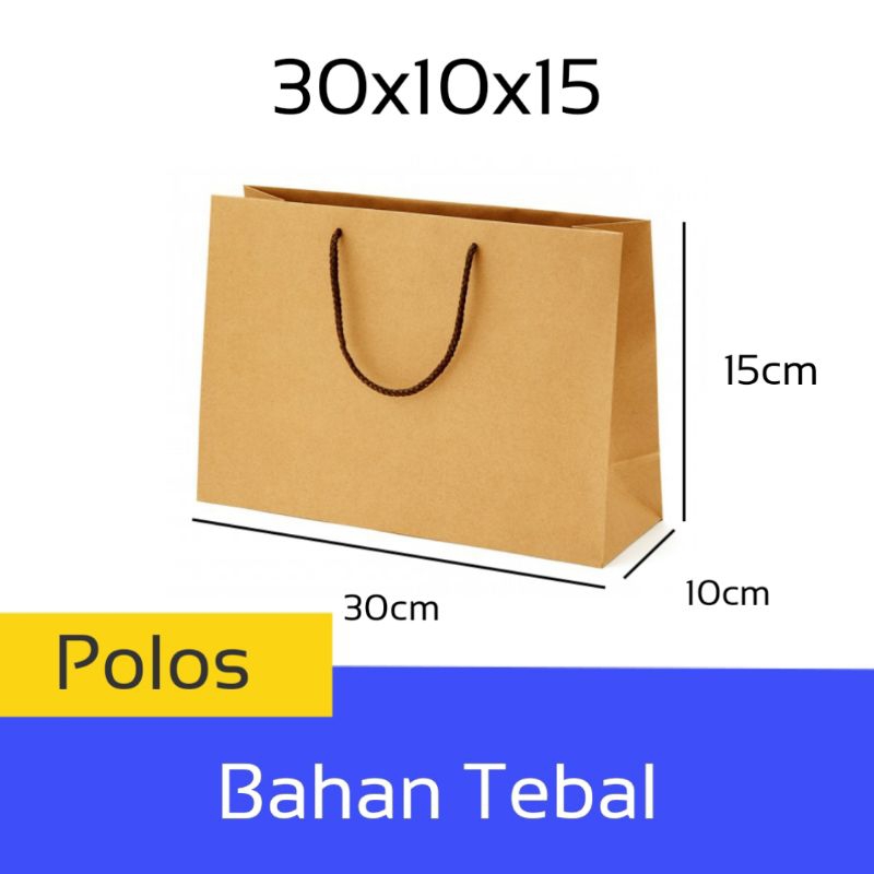 

Paper Bag Tas Kertas Coklat Polos Custom Bahan Tebal Ukuran 30x10x15