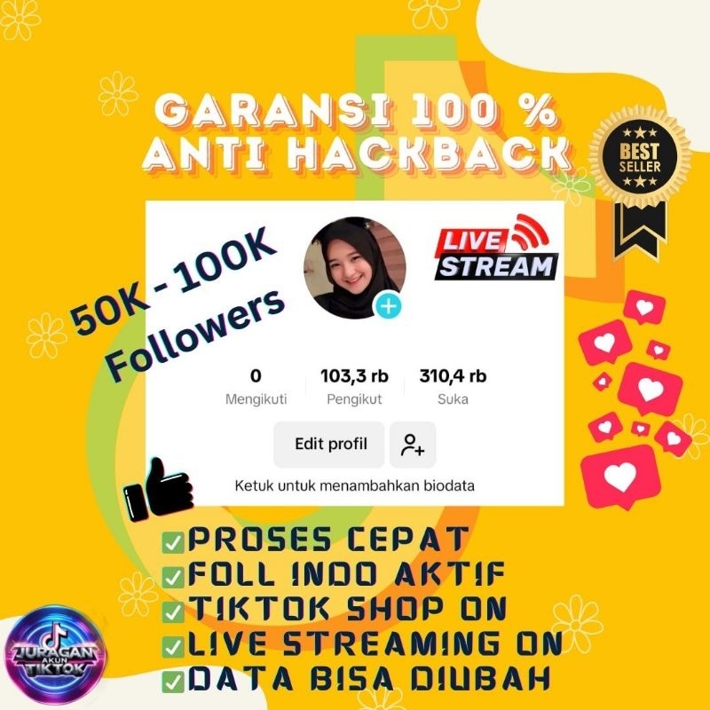 Jual Akun Tiktok Hasil fyp Followers Aktif Real Indo