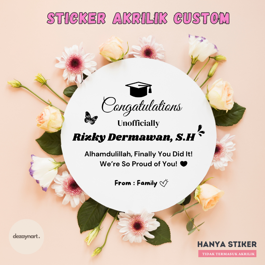 Cutting Sticker Akrilik Custom (Size 15-30cm) - Ucapan Congratulations / Happy Graduation / Happy We