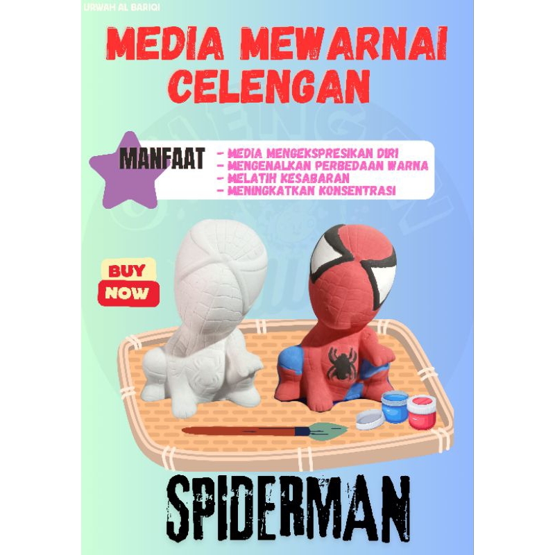 CELENGAN GIPSUM/CELENGAN EDUKASI/CELENGAN MEWARNAI/CELENGAN POLOS/CELENGAN karakter/CELENGAN SPIDERM