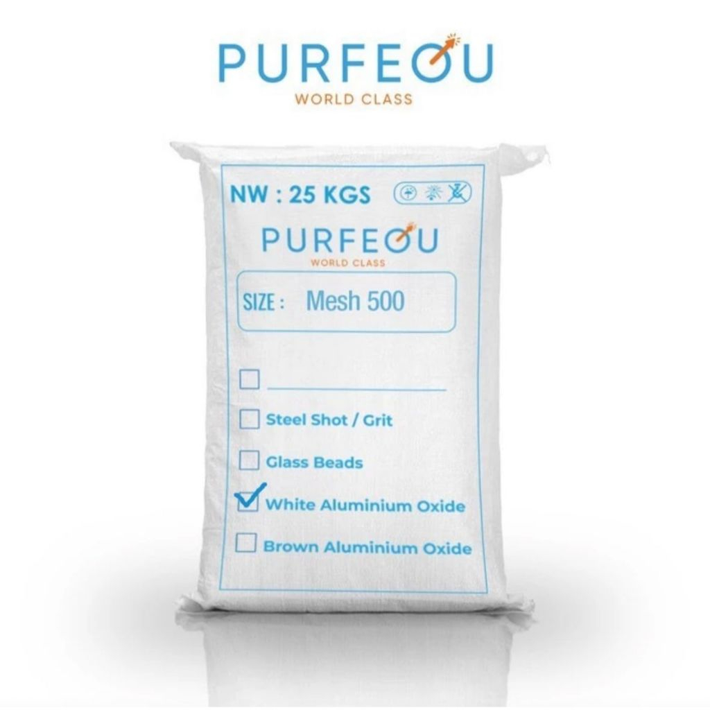PURFEQU WHITE ALUMUNIUM OXIDE MESH 500 GRADE A 25kg, aluminium oksida mesh putih