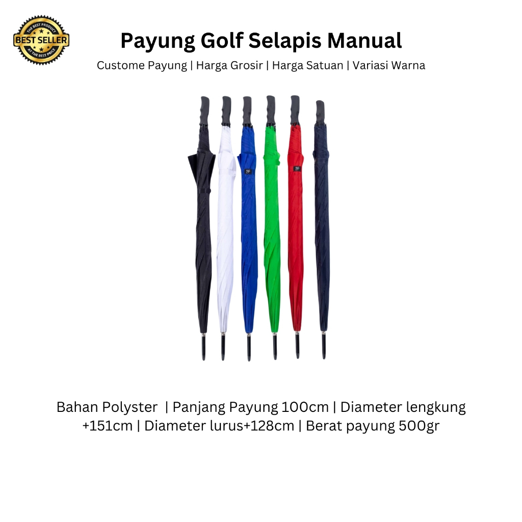 GROSIR PAYUNG / Custom Payung Golf Selapis Manual Sablon 1 Warna