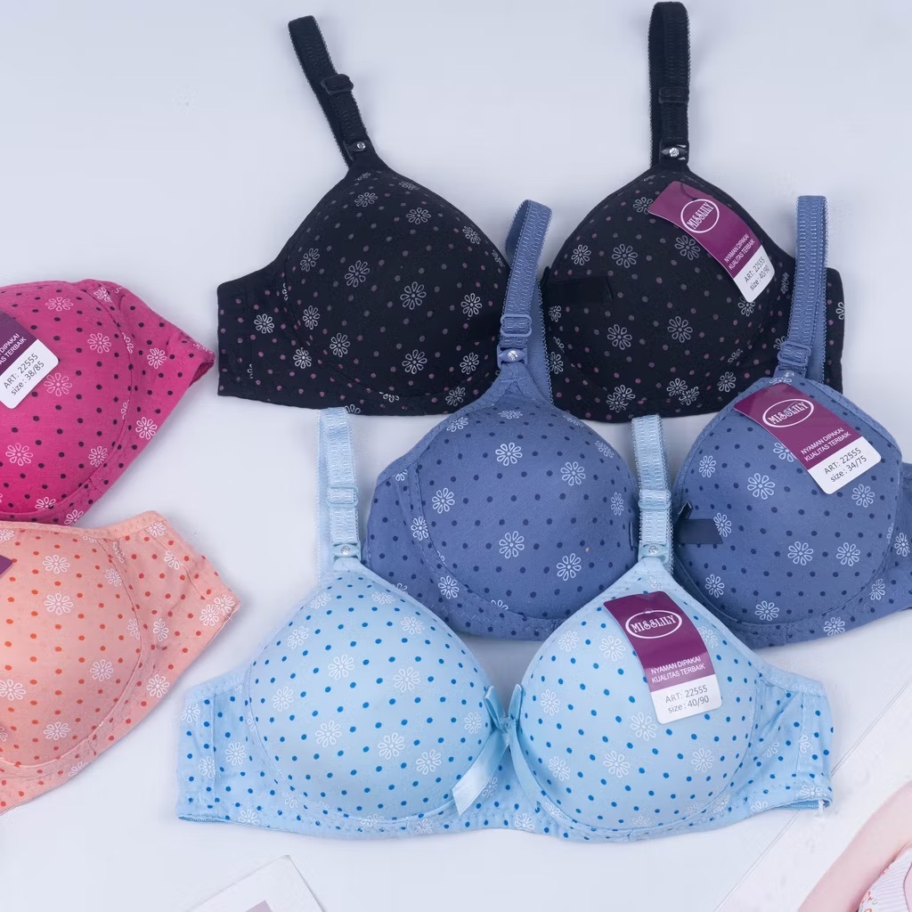 JAP Bra Wanita MISSLILY Motif Polkadot | BH fashion dewasa tanpa kawat busa sport push up