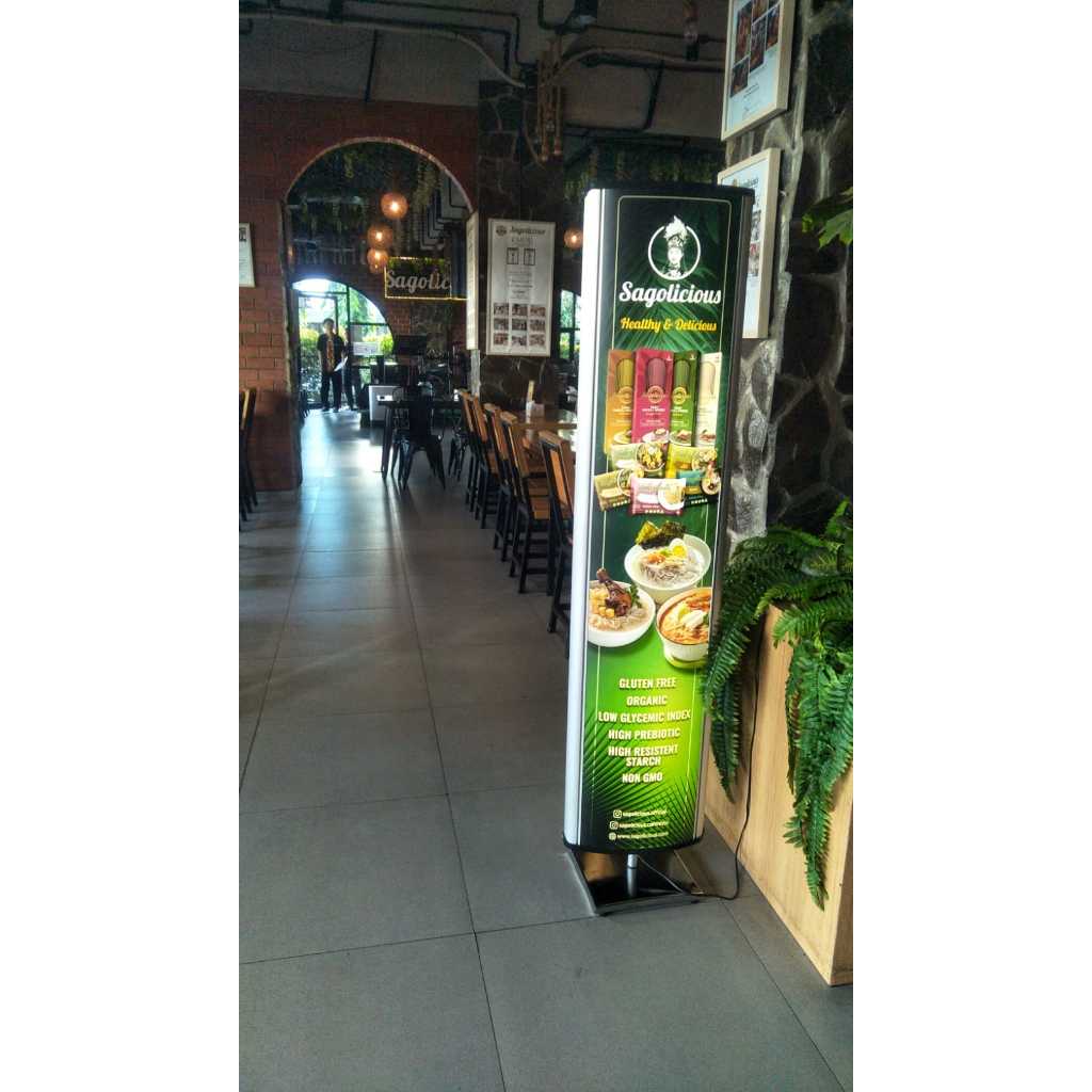 Rotary Light Box Rotary Banner Stand, Stand Banner Led Light Box (Alas Besi Stenlis ) tanpa printing