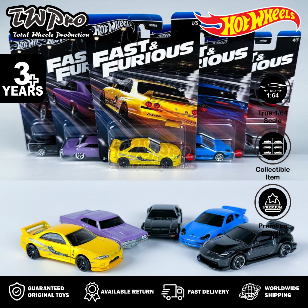 Hot Wheels Fast & Furious 2024- Nissan Skyline GT-R (BCNR33) - 1972 De Tomaso Pantera GTS - 1966 Che