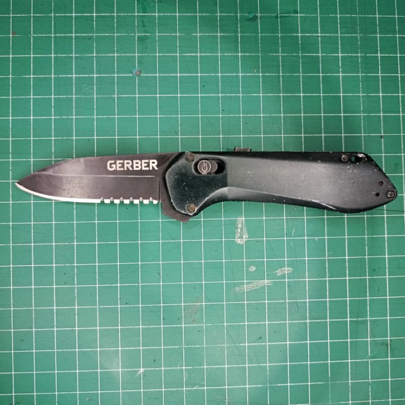 Gerber Highbrow Compact 30-001524 Onyx Black Plain Edge pislip otomatis dg pengaman