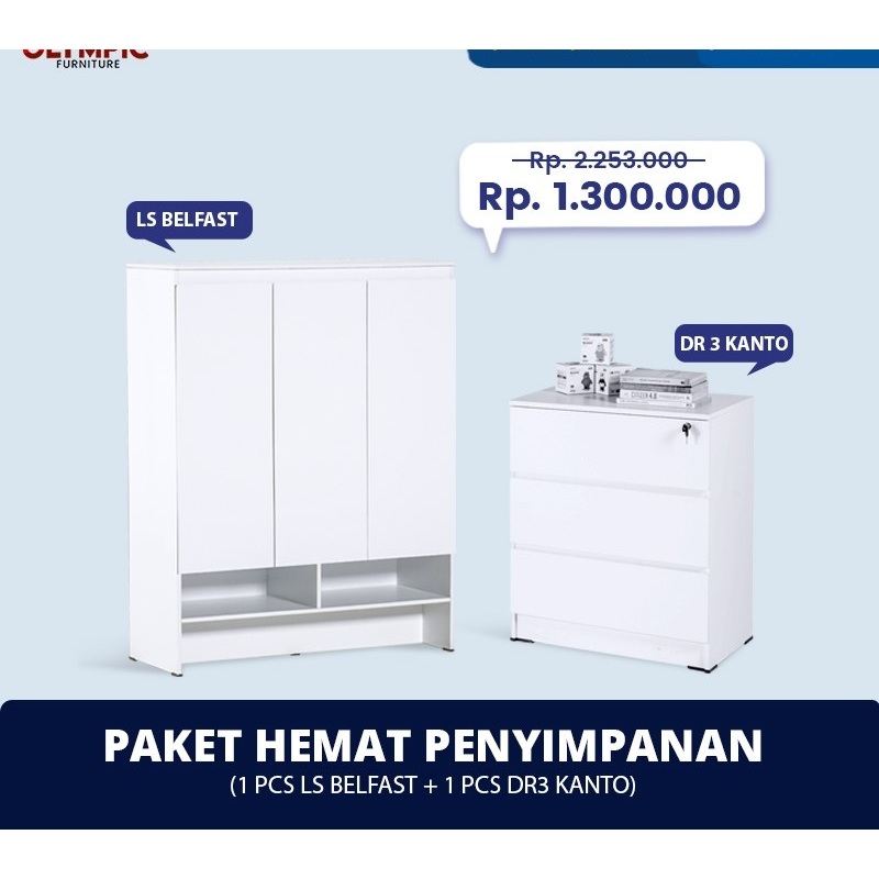 Lemari Rak Sepatu + Drawer / Laci Serbaguna / Olympic Paket Hemat Penyimpanan