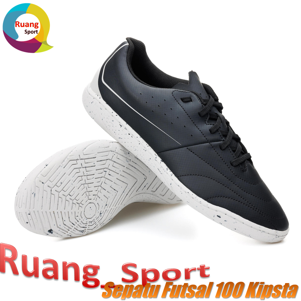 Kipsta Sepatu Futsal Dewasa 100 Sepatu Bola Sepak Futsal Shoes Ball Goal Original - Hitam