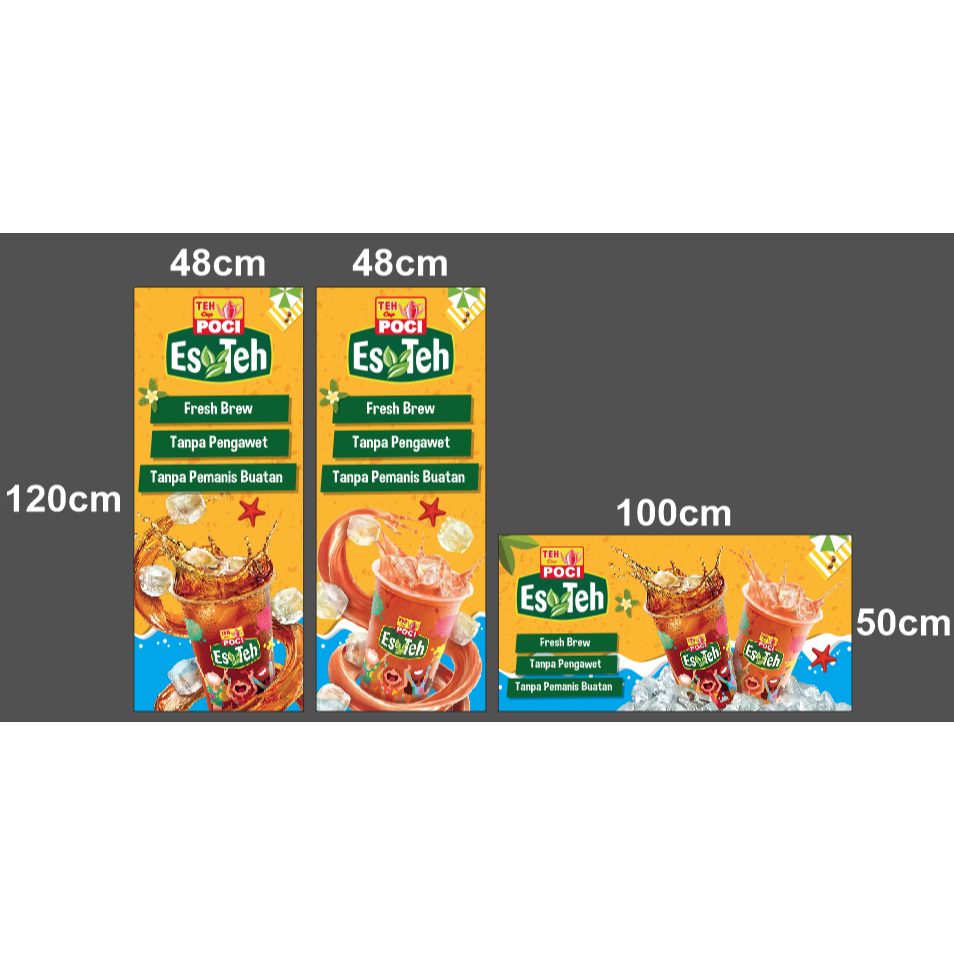 Custom Banner Es Teh untuk Rombong / Booth