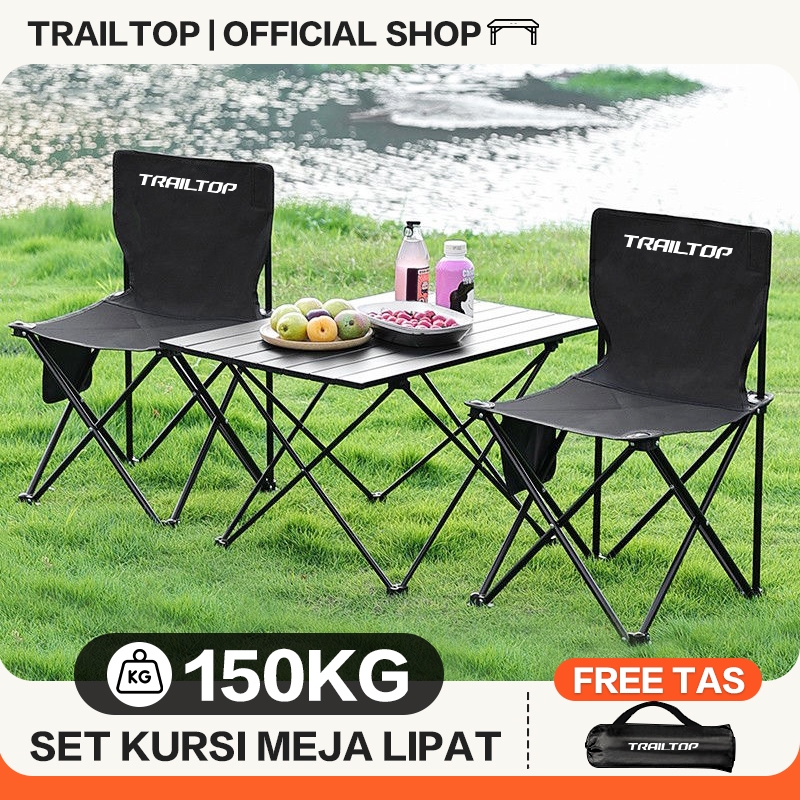 TrailTop Serbaguna Meja Camping Dan Kursi Lipat Outdoor 1 Set