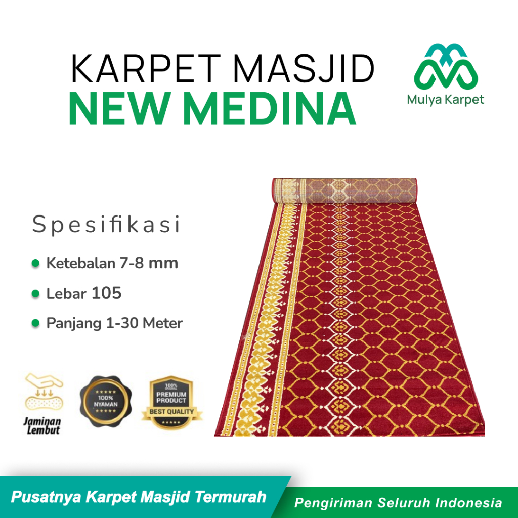 karpet Masjid Motif Baru Tebal 8mm Medeena Meteran / Karpet Sajadah / Karpet Mushola