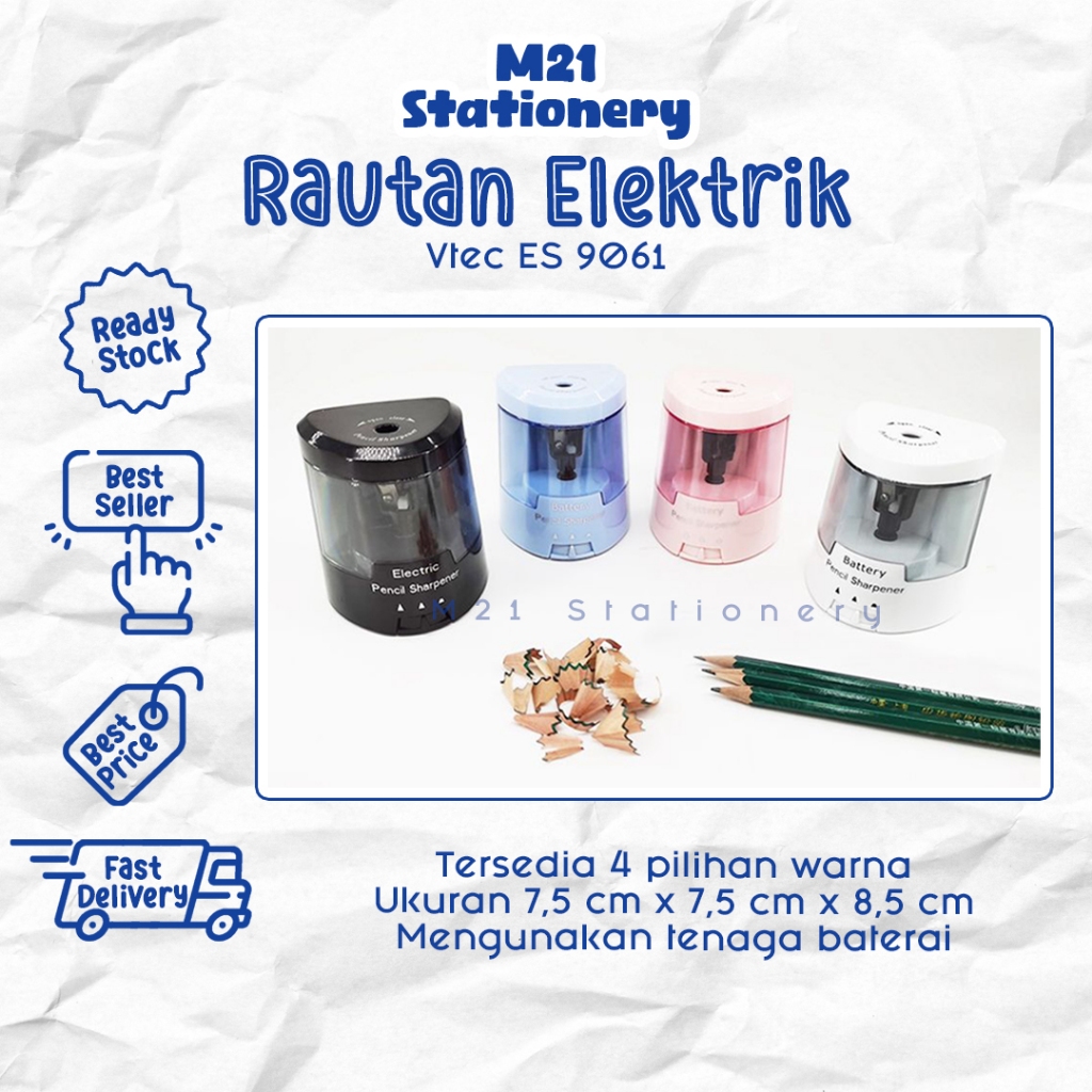 

RAUTAN ELEKTRIK VTEC ES 9061 / RAUTAN SERUTAN LISTIRIK MURAH V-TEC ES-9061 ELECTRIC SHARPENER SERUTAN RAUTAN PENSIL OTOMATIS / M21 STATIONERY JOGJA