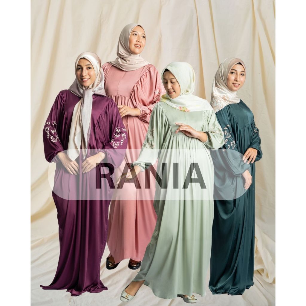 Kaftan Premium RANIA  -  Satin Silk Maxi Dress Muslimah Gamis Lebaran