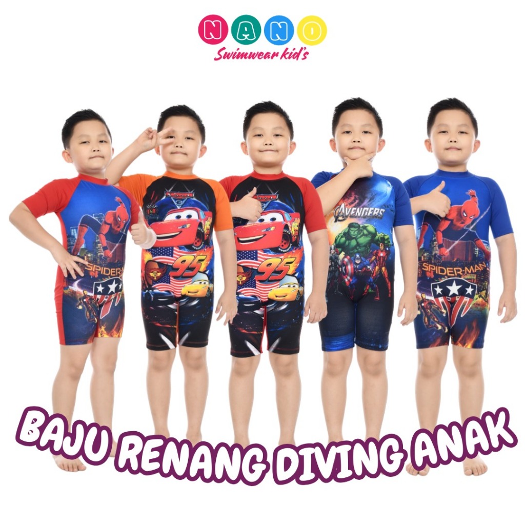 NANO || BAJU RENANG ANAK 3-6 TAHUN / BAJU RENANG KARAKTER / DIVING KARAKTER TK