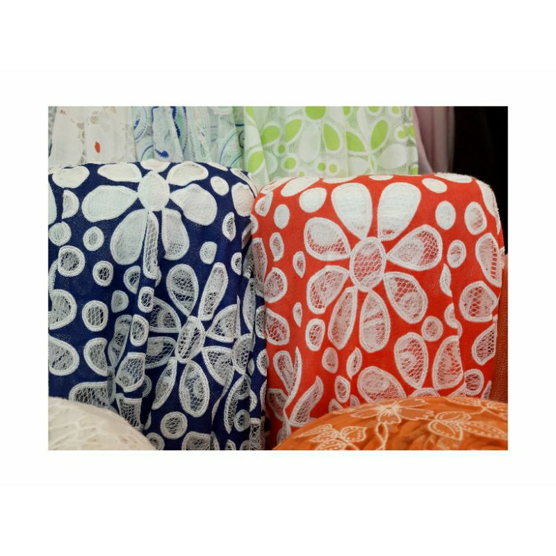 COD Kain tile bordir /Brokat prada timbul/Bahan tulle full colours/Brokat premium/Tile mewah per 0.5