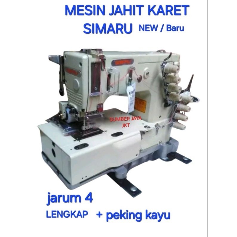 Mesin jahit karet simaru jarum empat servo/ dirct kaki+meja+peking kayu lengkap