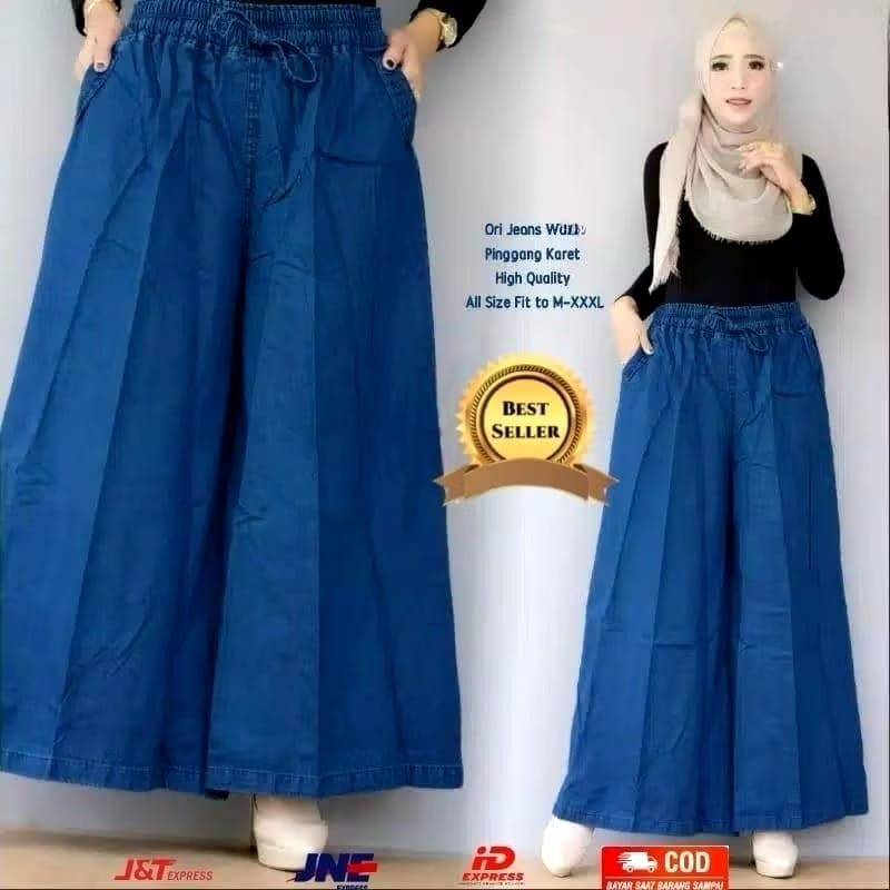 Celana Kulot Jeans Jumbo / Celana Kulot Jeans Wanita Super Jumbo