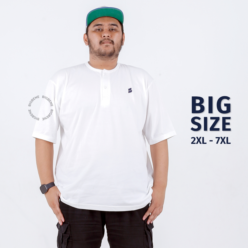 BIGBENE Kaos Kancing Pria Ukuran Jumbo Big Size XXL XXXL 4XL 5XL 6XL 7XL Kiano Putih