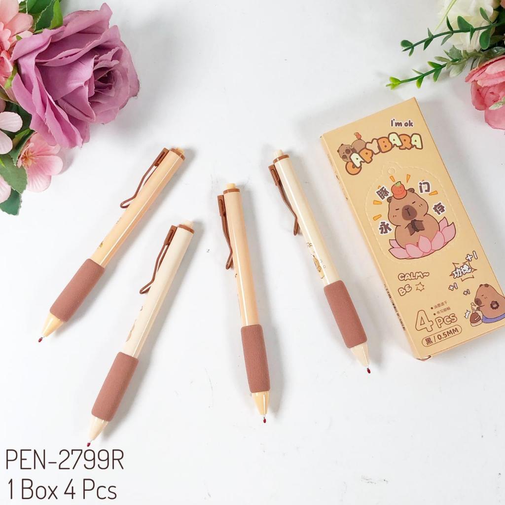 

Pen Capybara Gel Pen Soft Pen Bantalan Mekanik 0.5 mm Pulpen Set 4 Pcs