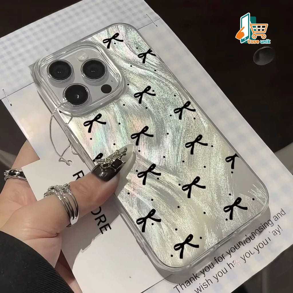 SS968 Softcase Clarity Feather Case Black Bow Hardcase Casing Hp compatible For INFINIX SMART 5 6 7 