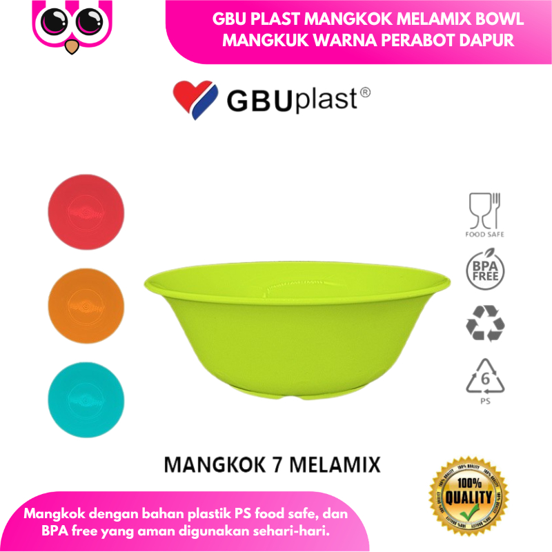 GBU PLAST MANGKOK MELAMIX BOWL MANGKUK WARNA PERABOT DAPUR