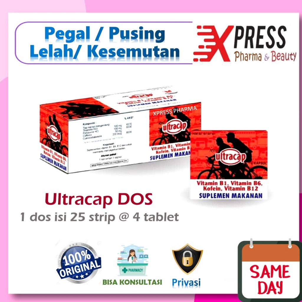 XPRESS  DOS UltraCAP Linu Capek Vitamin Saraf Kofein Kopi Neo Ultrakap Dus Box Boks