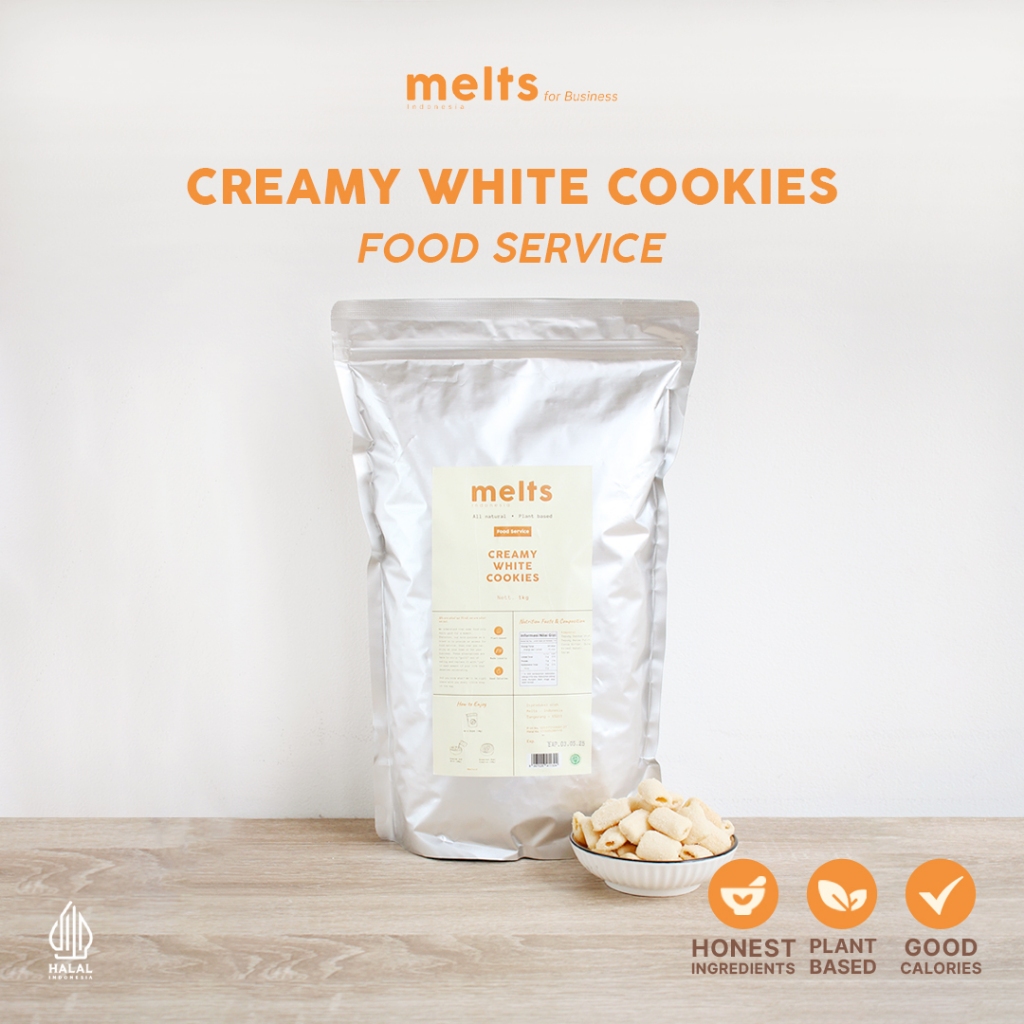 

Melts Food Service - Creamy White Cookies 1kg | Cereal Vanilla Dairy Free & Egg Free | Pastry Topping