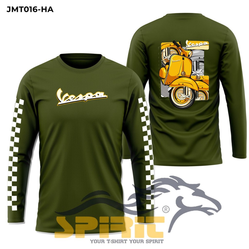 Kaos Vespa Classic Original Baju Lengan Panjang Otomotif Racing T Shirt Motor Tua Antik Club Vespa D