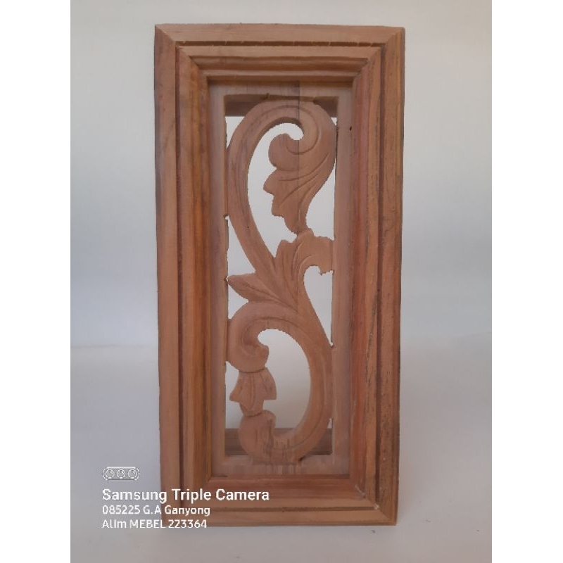 Loster  / Roster kayu ventilasi boven angin-angin rumah kayu jati Jepara motif Long S UKURAN 14x29