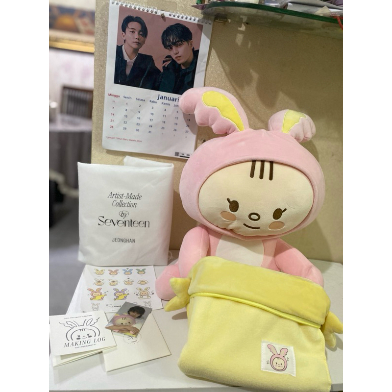 Jeonghan Seventeen Hybr  Artist Made Merch Collection Jjeong Toram Blanket Plushie