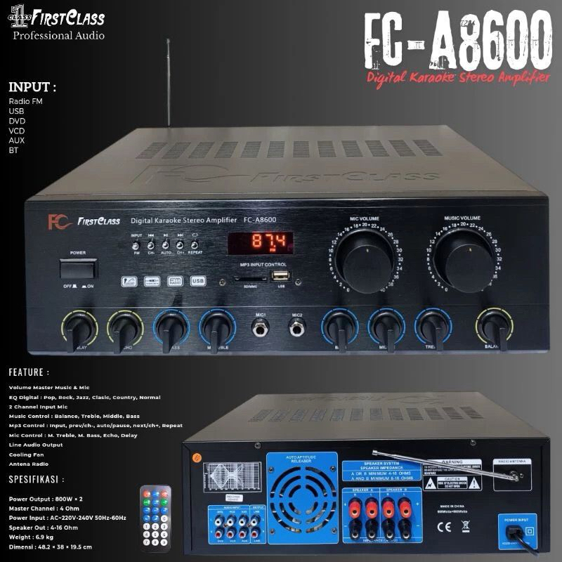 amplifier Toa firstclass FC A8600 / Ampli Toa Masjid 800watt 2channel / Amplifier karaoke stereo