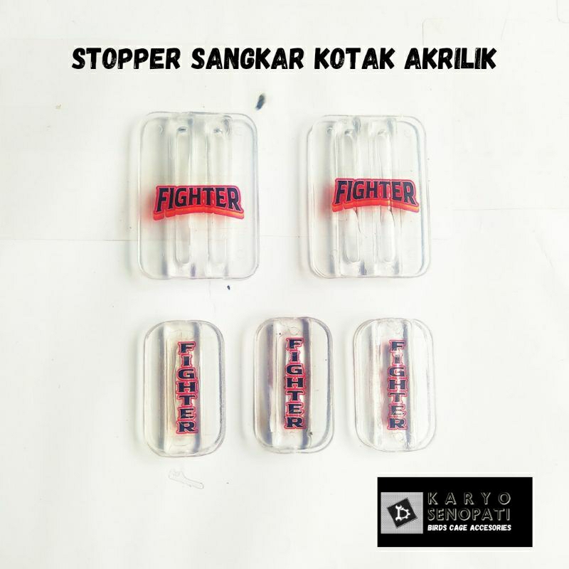 stoper sangkar kotak akrilik bening stopper bening fighter aksesoris sangkar