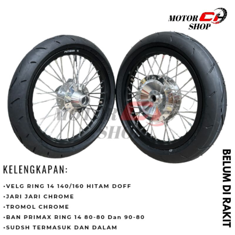 SEPAKET VELG RING 14 PLUS BAN AEROX NMAX OLD NMAX NEW ADV PCX 150 PCX 160 VARIO 125/150 VELG HITAM D