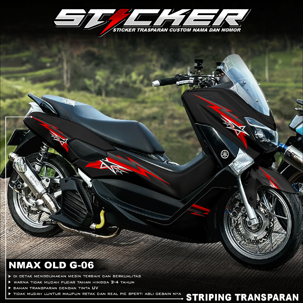 Sticker Striping Transparan UV NMAX OLD VVA Simple List Nmax 2016 2017 2018 2019 Murah Striping Cust