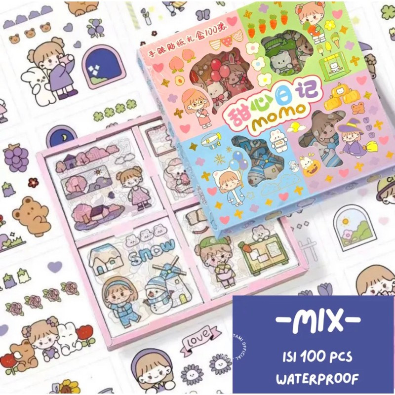 

Stiker Momo 2D RAINBOW Isi 100 Waterproof Anti Air/Stiker Lucu/Stiker Label