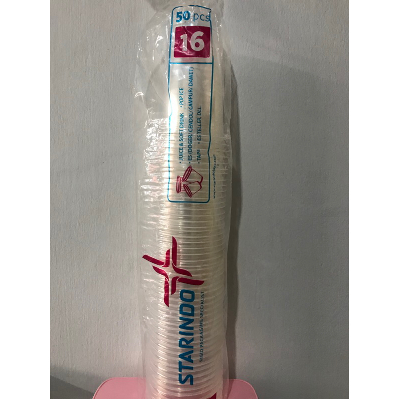 Gelas Cup STARINDO / Gelas Plastik Datar 16Oz Merk STARINDO