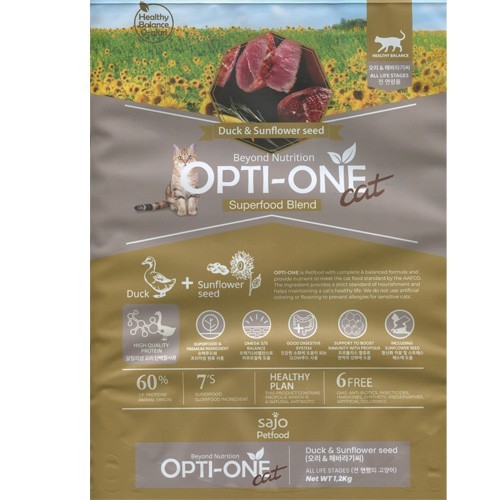 Opti-One Organic Cat Duck & Sunflower Seed - Cat Food 1,2kg